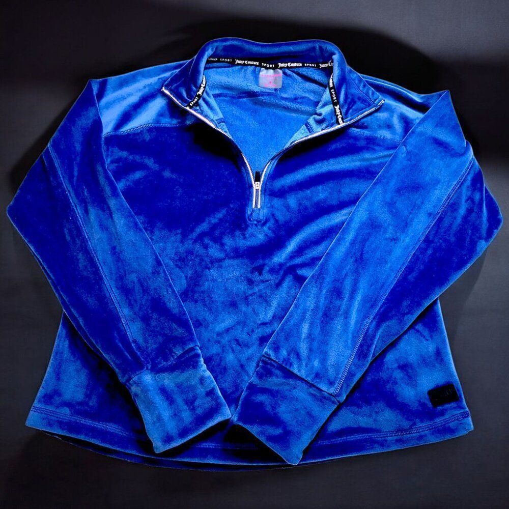 Juicy Couture Sports royal blue velour sweater sweatshirt with thumb holes